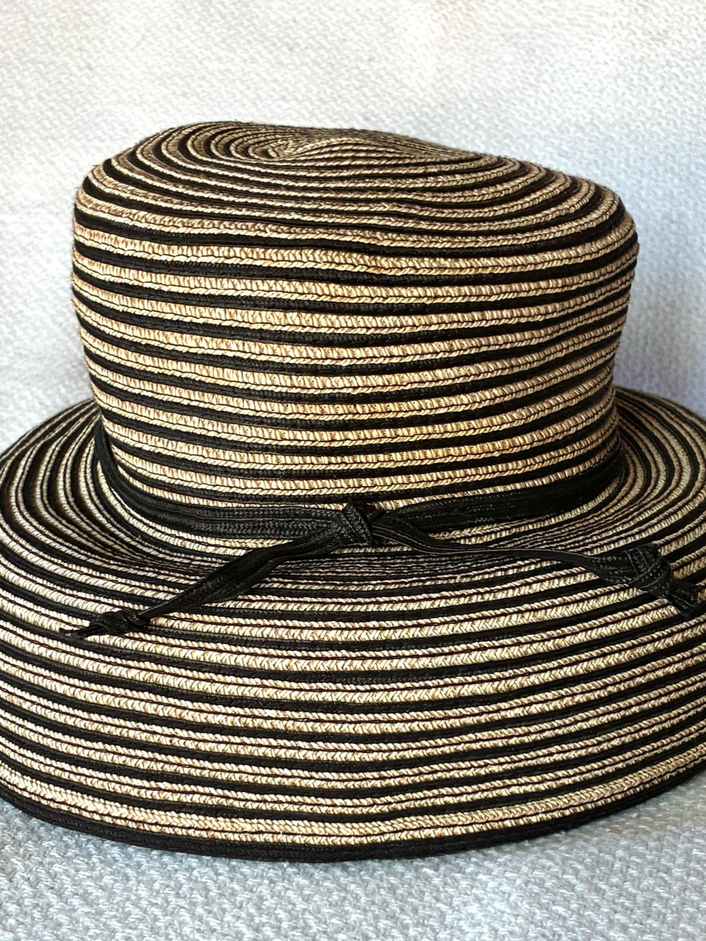 Betmar Black and Natural Striped Wide-Brim Hat